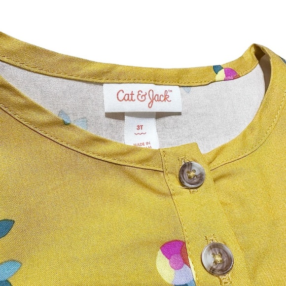 Cat & Jack Yellow Novelty Printed Floral Sun Dress Girls New with Tags 3T - Picture 3 of 5